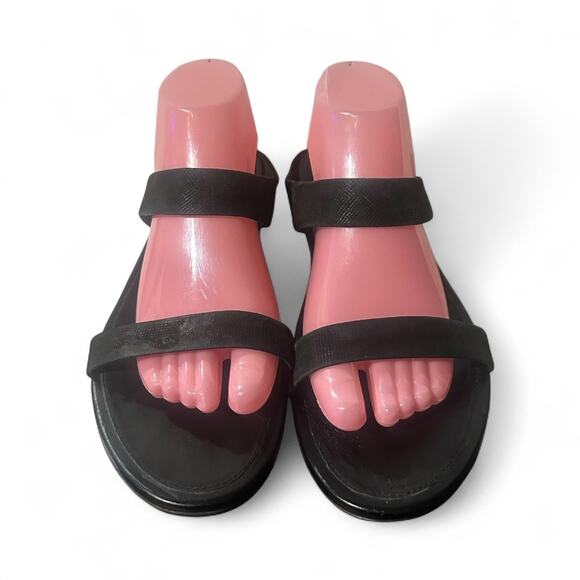 FitFlop Black Synthetic Slip On 2-Strap Slide Mule Sandal Women's Shoes 10.5M 41 - Picture 3 of 6